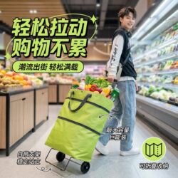 Foldable Grocery Cart for Home Use, New Model, Sturdy and Durable, with Special Fabric Bag, Ultra-Lightweight Trolley for Young People Shopping