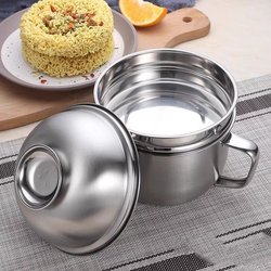 Instant Noodle Bowl 304 Stainless Steel Fast Food Cup for Students and Office Workers, Special Food-Grade Lunch Box for Canteens