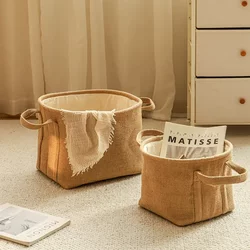 Thickened Cotton and Linen Storage Basket, Dirty Clothes Storage Bag, Multifunctional Dirty Clothes Basket, Fabric Storage and Organization, Plastic