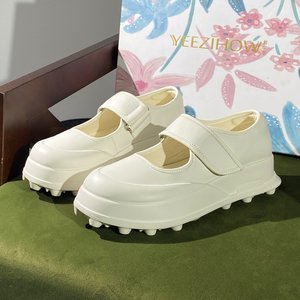 
Physical counter removal designer brand French preppy style white Mary Jane women's shoes Velcro single shoes 1678