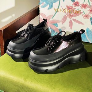 
Physical counter removal designer brand commuter thick-soled loafers cowhide round toe fashion versatile women's shoes 7218