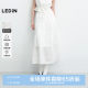 Lecho dark pattern jacquard white skirt for women 25 years summer new Tucker design skirt girlish casual long skirt