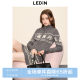 Lecho jacquard knitted skirt for autumn new style Academy Grey waist drawstring A-line skirt
