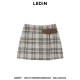 Law Town irregular plaid skirt stitching buckle and thin A -line skirt C1Gee4428
