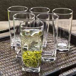 [Pack of 6] Glass Cups Set - Water Cups, Milk Cups, Beer Cups, Drinking Cups, Heat-Resistant Tea Cups, Juice Cups, Tea Cups