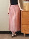 Elastic waist and gentle and versatile style summer double-layer A-line ramie skirt high waist covering flesh to make you look slim and big hem skirt