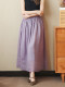 Elastic waist and gentle and versatile style summer double-layer A-line ramie skirt high waist covering flesh to make you look slim and big hem skirt