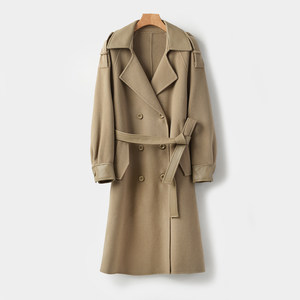 Qingku Women's mid-length woolen coat, wool double-sided woolen coat, winter style, women's clothing