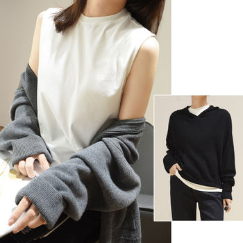 Autumn and winter round collar fine sparse cotton vest bottom shirt
