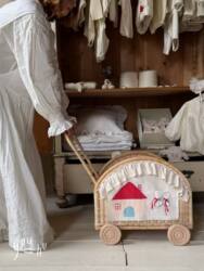 In Stock: Nordic-Style Rattan Storage Cart, Cute Fabric House-Shaped Decoration