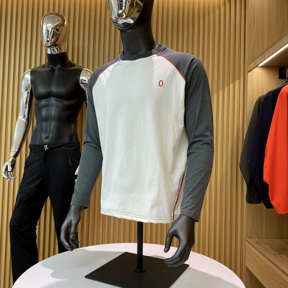 Contrast color letter design! Men's new fall round neck versatile contrast color long-sleeved loose couple stretch T-shirt trendy