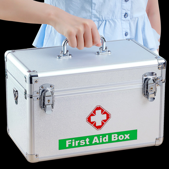 Aluminum alloy medicine box for home use, large capacity, multi-layered ...