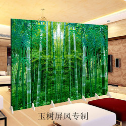 Bamboo Forest Scenery Double-Sided Folding Mobile Background Screen Partition Stylish Living Room Entrance Office Food and Beverage Bar