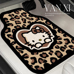 Leopard Print Cartoon Silk Loop Car Universal Floor Mats Car Floor Mats for Girls Driver's Seat Upper Carpet Car Mat