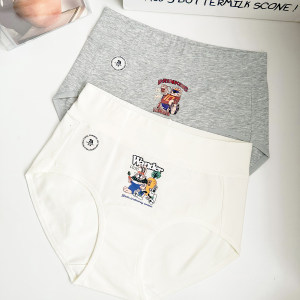 
Autumn and winter new product 7A antibacterial floral gray pure cotton high-waisted light belly-covering buttocks comfortable skin-friendly breathable underwear for women with extended crotch