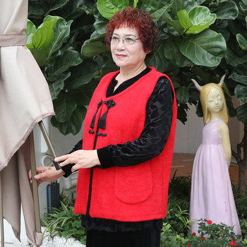New Chinese style disc buckle vest for middle-aged and elderly mothers, spring and autumn national style vest and waistcoat