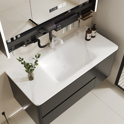 Sintered Stone Integrated Basin with 304 Stainless Steel Bathroom Cabinet Set, Washbasin Sink for Bathroom Vanity