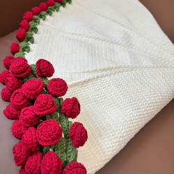 Rose Bouquet Blanket Handmade DIY Material Kit Yarn Ball Crochet Flower Blanket Flower Crochet Hook Lily of the Valley Flower