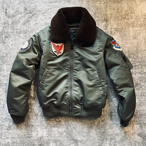 
B-15D flight suit short cotton clamp style, wool collar removable cotton suit for men and women, military style thickened autumn and winter jacket