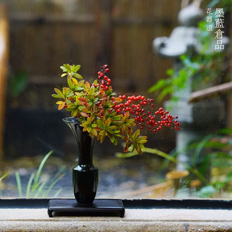 池坊花道生花花器华道插花器皿客厅茶室茶席桌面日式花瓶摆件简约-Taobao