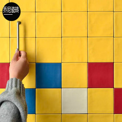 100 Bauhaus Small Square Tiles, Handmade Matte Dopamine Tiles for Guesthouses, Cafes, Bar Counters, Bathrooms, Kitchens, and Balconies