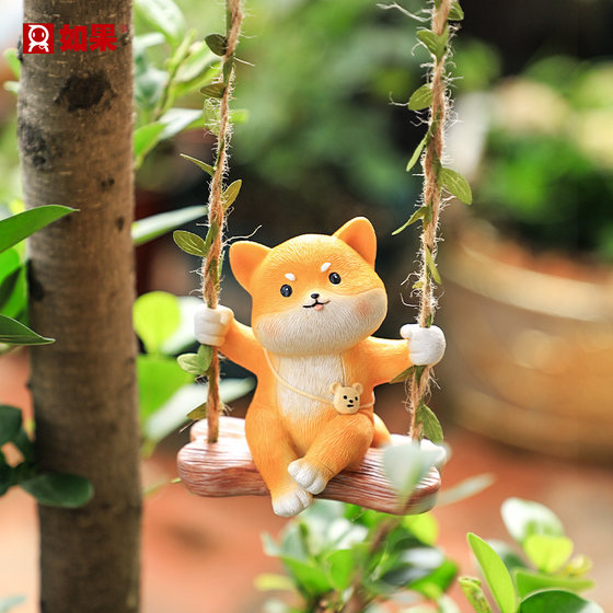 
Cute Red Panda Garden Pendant Enjoy Time Bonsai Pendant Creative Balcony Potted Animal Hanging Decoration