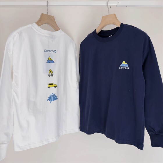 
Camping relaxation ~ 150-180 new medium and large children's long-sleeved T-shirt spring and autumn teenagers casual cotton bottoming shirt