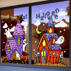 Halloween day decoration atmosphere arrangement glass sticker painting