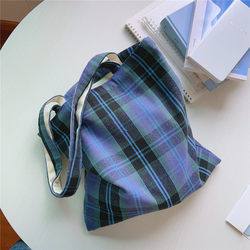 Retro British Style Shoulder Bag, Plaid Canvas Bag, Literary Student Book Bag, Backpack, Large Capacity Storage Bag, Eco-Friendly Bag