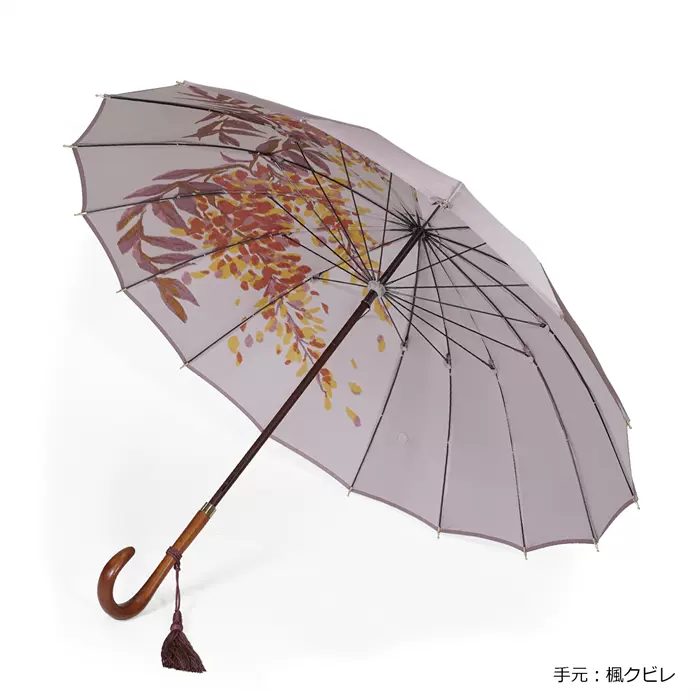 日本代購 前原光榮商店 日本製 女士紫藤花 長柄雨傘 木把-Taobao
