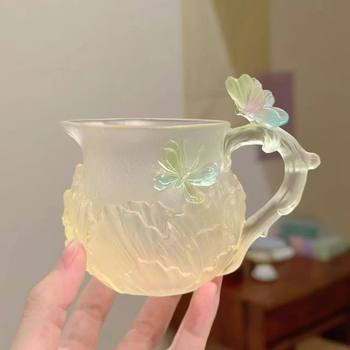 
Fairy Glazed Fairy Cup Butterfly Love Flower Ancient Method Glazed Ice Transparent Gradient Butterfly Fairy Cup Tea Room Desktop Ornament