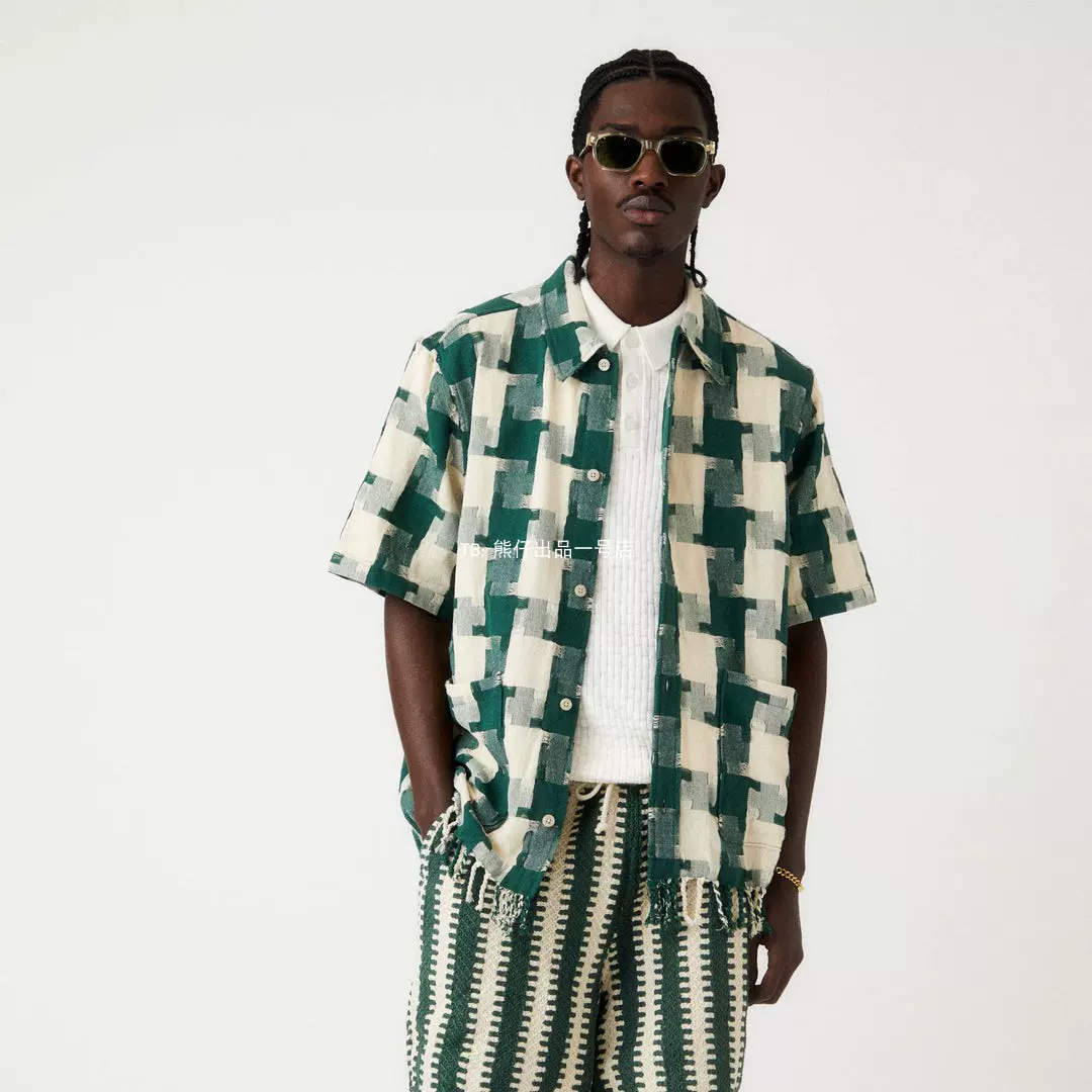 美代Kith Jumbo Houndstooth Boxy Collared Overshirt 格子衬衫-Taobao 