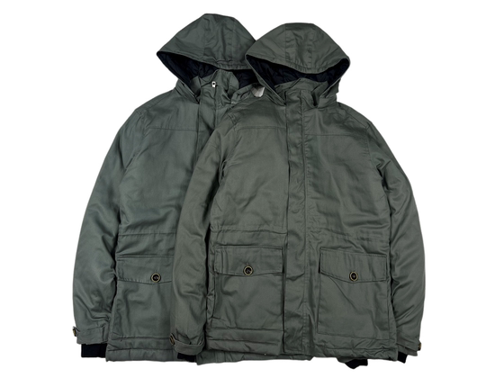 European and American single men's autumn and winter plus cotton mid -length jackets casual retro -pure porn couple hooded cotton workers cotton jacket
