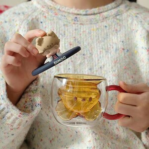 
Bubble Mart DIMOO Animal Kingdom Series Glass Cup Girls Gift Pendant Tea Cup Trendy Silicone Cup