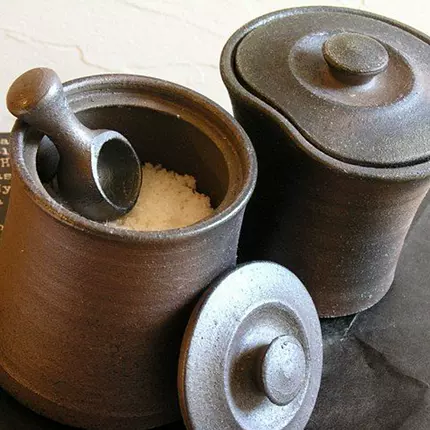 陶房窯八大桥睦日本南阿尔卑斯土陶烧调味料罐调料盐糖酱罐两件套-Taobao