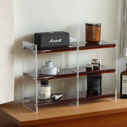 Decohub Vintage Wabi-Sabi Acrylic Cosmetics Storage Rack Desktop Organizer Cup Perfume Storage Rack