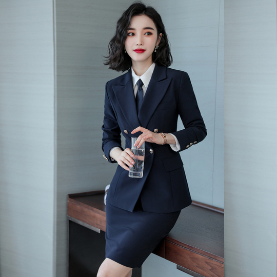 Women's Blue Polyester Suit - Fall/Winter Formal Wear
