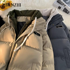
Cotton coats for men and women, loose fake two-piece thickened warm cotton bread coats, winter couple coats, trendy and casual