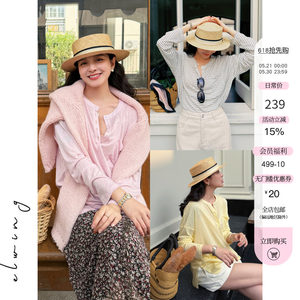 
Elwing original romantic relaxed slimming Lenzing Tencel linen T-shirt summer thin long-sleeved sun protection top