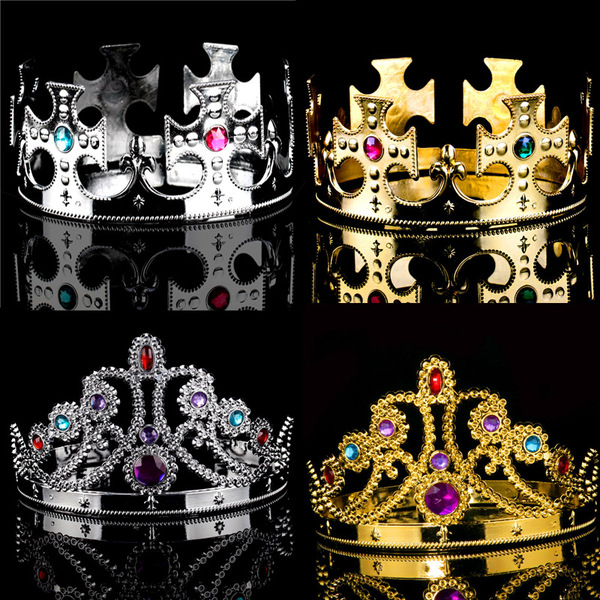 Halloween headwear gold silver prince king crown tiara headband emperor tiara birthday party hair accessories