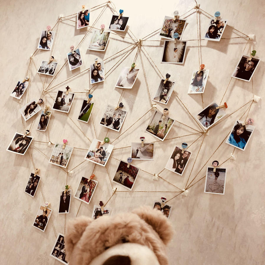 麻绳木头小夹子 diy几何字母照片墙 26个字母创意悬挂相片夹