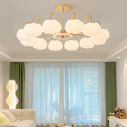 Nordic New Style Pumpkin Cream Style Living Room Wrought Iron Chandelier Dining Room Bedroom Modern Simple Home Minimalist Light Luxury Lamp