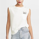 Spot Paul / Joe Sister cute cat pocket loose sleeveless T -shirt vest female blue and white gray
