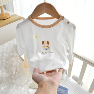 
Baby top thin long-sleeved modal t-shirt base shirt one year old air conditioning suit men and women small month-old baby pajamas