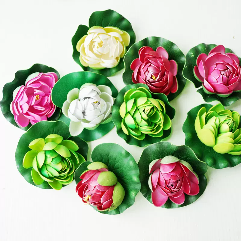 泡沫荷花模型水浮花仿真睡莲浮莲花装饰品假花水池鱼缸