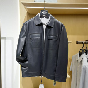 
Business lapel genuine leather leather jacket for men gray casual motorcycle M6 style fashionable and handsome sheepskin jacket for Falaiketi