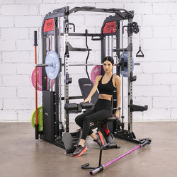 Light Commercial Multi-Functional Smith Machine for Squats, Bench Press, Flyes, Pull-Ups, All-In-One Fitness Comprehensive Strength Training Equipment