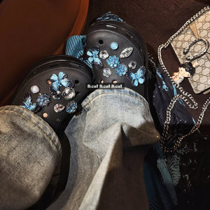 
[Blue Butterfly] Original design of clogs, shoe flowers, shoe buckles, high-end crocs adapting accessories, shoe flowers