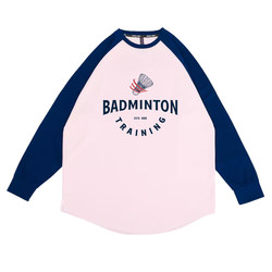 Quick-Drying Long-Sleeved T-Shirt, New Autumn Product, Moisture-Wicking, Color-Blocking, American Retro, Loose-Fitting Badminton Shirt, Fitness and Sports T-Shirt