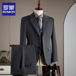 Romon Suit Set Men's Business Professional Formal Slim-Fit Small Suit Men's Jacket Groomsmen Groom Wedding Dress
